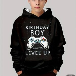 Boy's Gamer Level Up Birthday Hoodie shirt - Long Sleeve size 9-10Y
